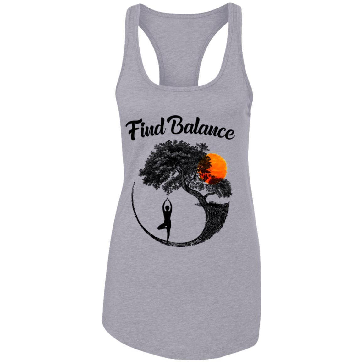 Find Balance Yin Yang Tree Yoga Lover Gift-T-Shirt & Tank Top-Women's Ideal Racerback Tank-Heather Grey
