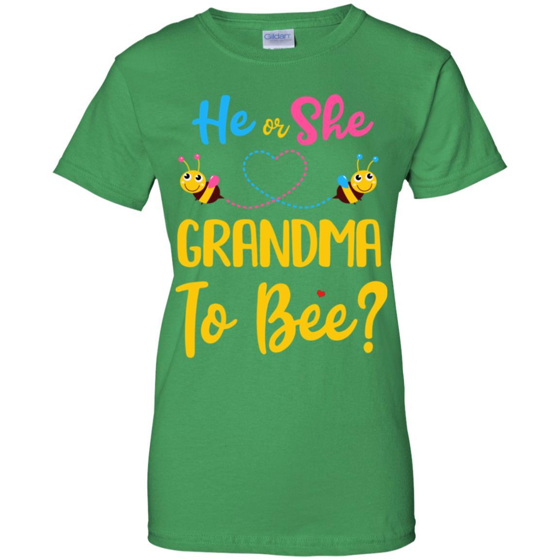 Gender Reveal Pink Blue What Will It Bee He Or She Grandma-T-Shirt & Hoodie-Women's T-Shirt-Irish Green