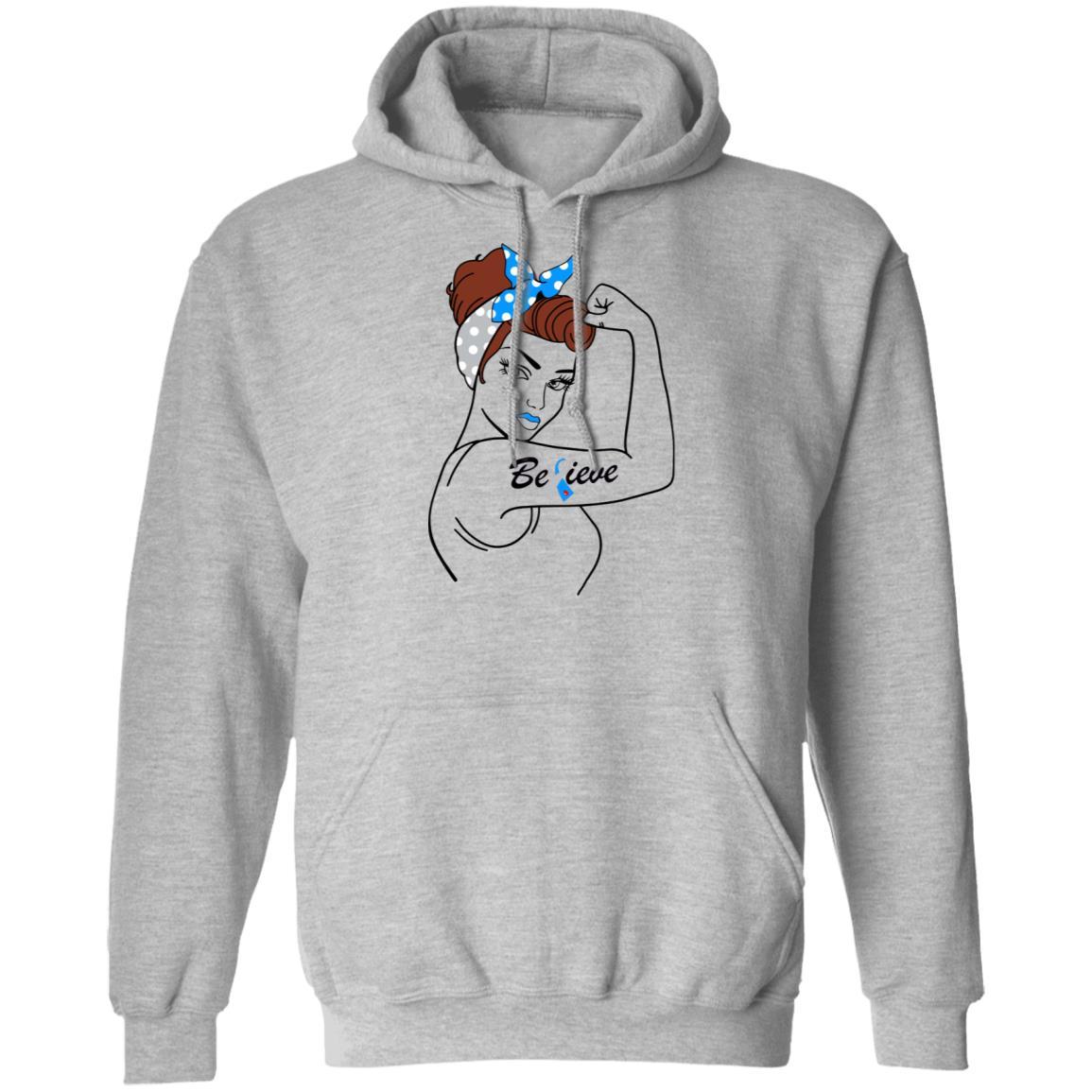 Support Diabetes Awareness Warrior Believe-T-Shirt & Hoodie-Pullover Hoodie-Sport Grey