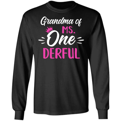 Grandma Of Ms Onederful 1st Birthday Party Costumes Gifts-T-Shirt & Hoodie-Long Sleeve T-Shirt-Black