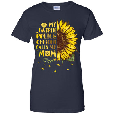 Sunflower My Favorite Police Officer Calls Me Mom Mothers Day Gift-T-Shirt & Hoodie-Women's T-Shirt-Navy