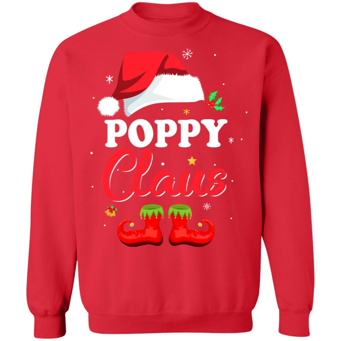 Santa Poppy Claus Matching Family Pajamas Christmas Gifts-T-Shirt & Sweatshirt-Crewneck Sweatshirt-Red