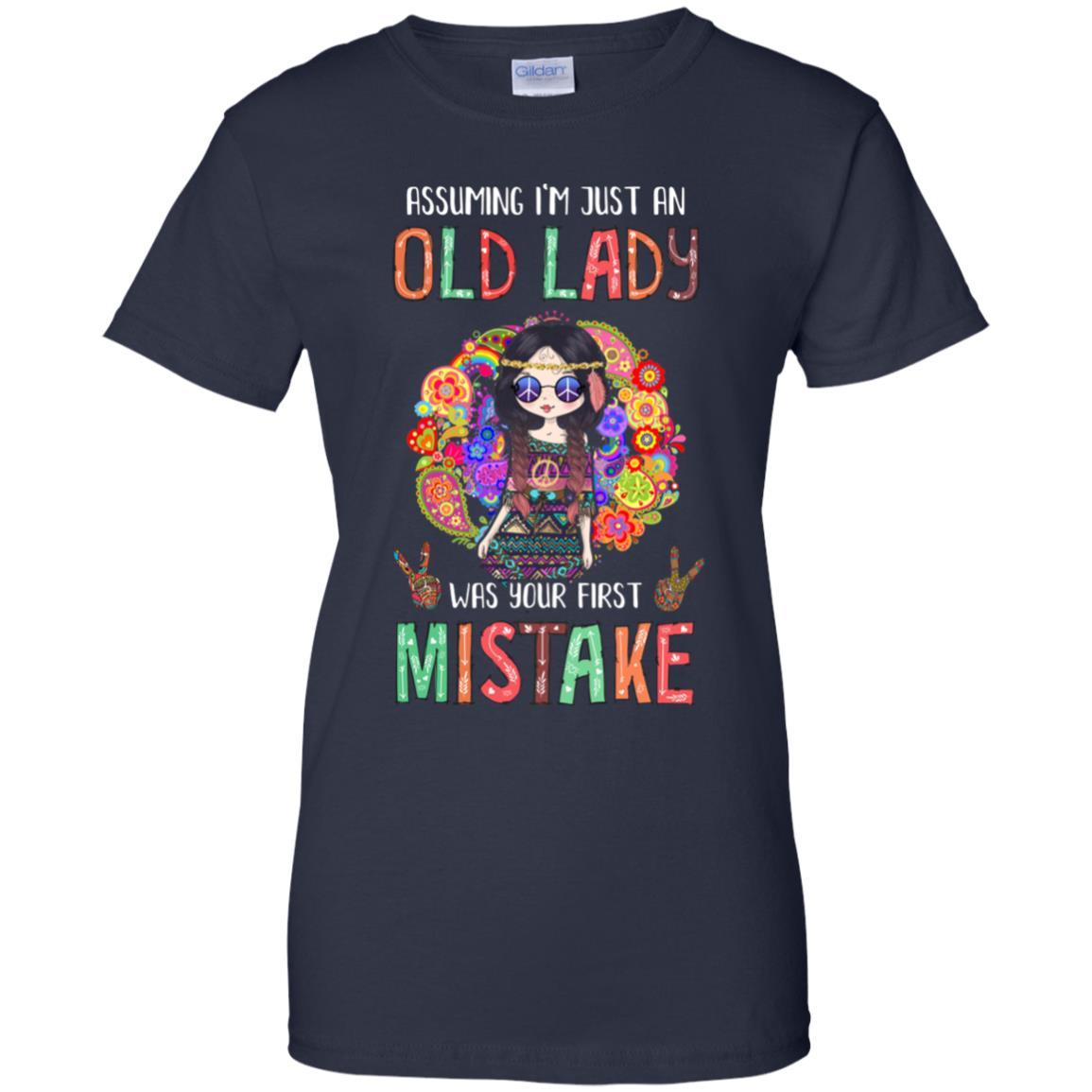 Assuming I'm Just An Old Lady Hippie Gift-T-Shirt & Tank Top-Women's T-Shirt-Navy