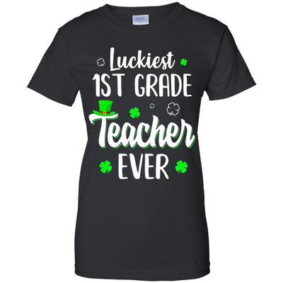 Luckiest 1st Grade Teacher Ever Irish St Patricks Day-T-Shirt & Hoodie-Women's T-Shirt-Black