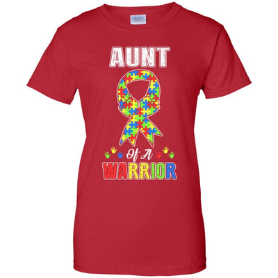 Aunt Of A Warrior Support Autism Awareness Gift-T-Shirt & Hoodie-Women's T-Shirt-Red