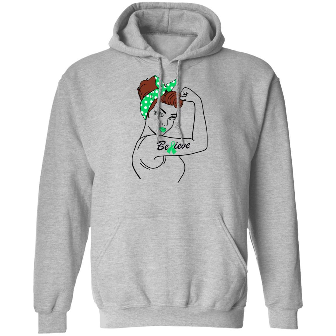 Support Lymphoma Liver Cancer Awareness Warrior Believe-T-Shirt & Hoodie-Pullover Hoodie-Sport Grey