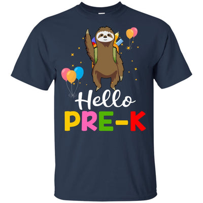 Funny Hello Pre-K Gift Back To School Sloth Gift Youth-Youth Shirt-Youth T-Shirt-Navy