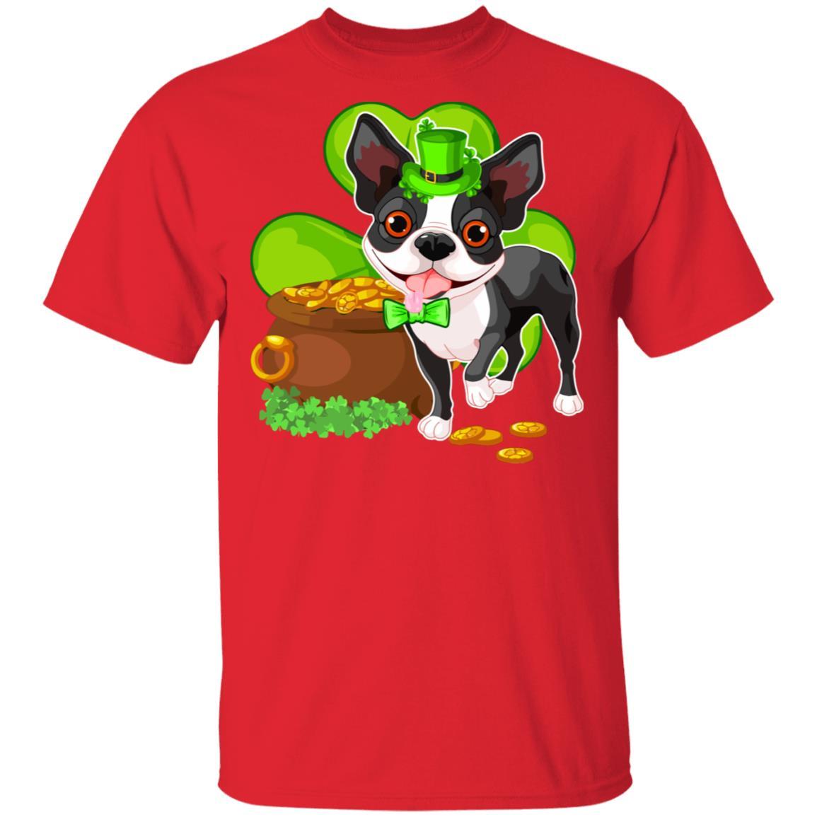 Boston St Patrick's Day Irish Dog Lover Funny Gifts-T-Shirt & Hoodie-Classic T-Shirt-Red