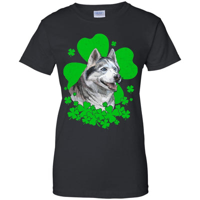 Siberian Husky St. Patrick's Day Clovers-T-Shirt & Hoodie-Women's T-Shirt-Black