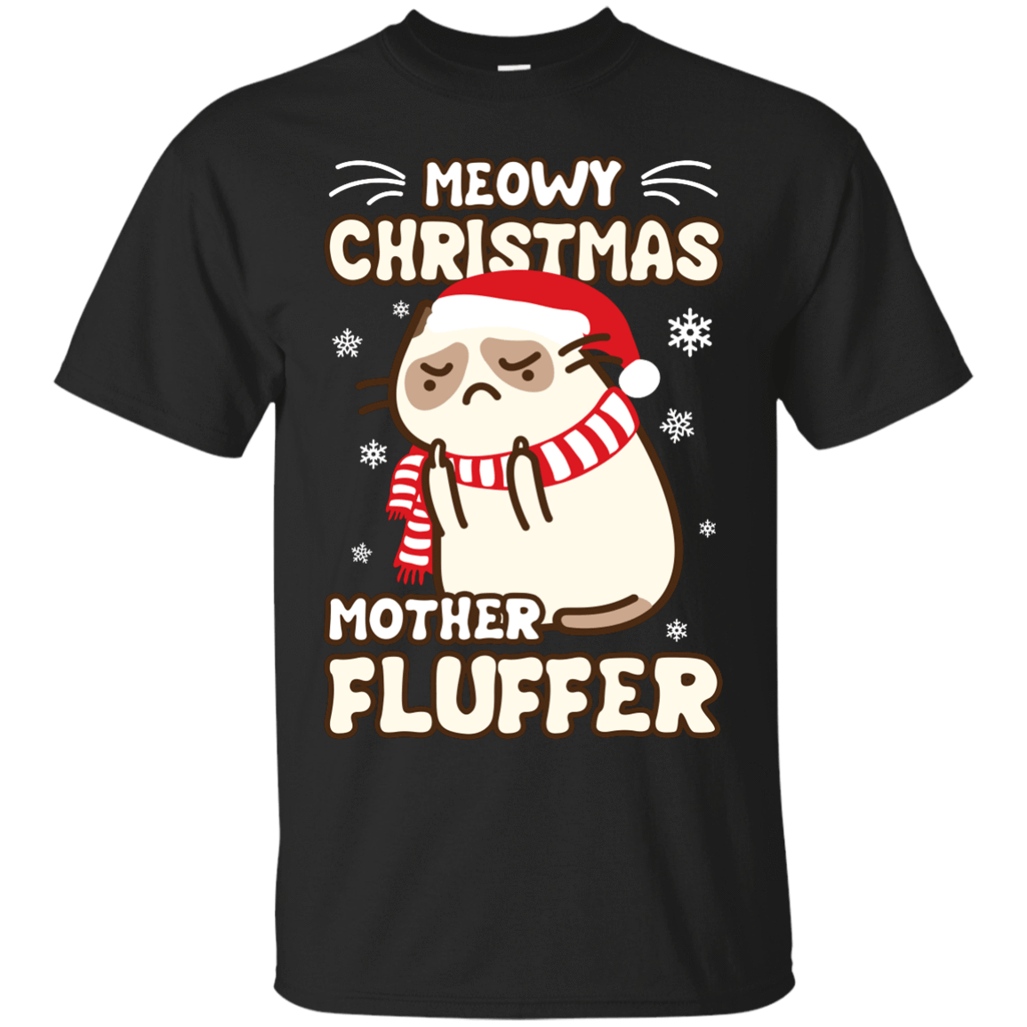Meowy Christmas Mother Fluffer T Shirt-T-Shirt & Hoodie-Classic T-Shirt-Black
