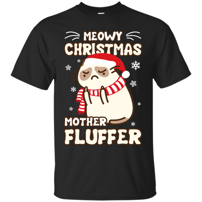 Meowy Christmas Mother Fluffer T Shirt-T-Shirt & Hoodie-Classic T-Shirt-Black