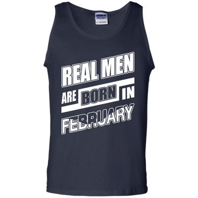 Real Men Are Born In February-T-Shirt & Hoodie-Unisex Tank-Navy