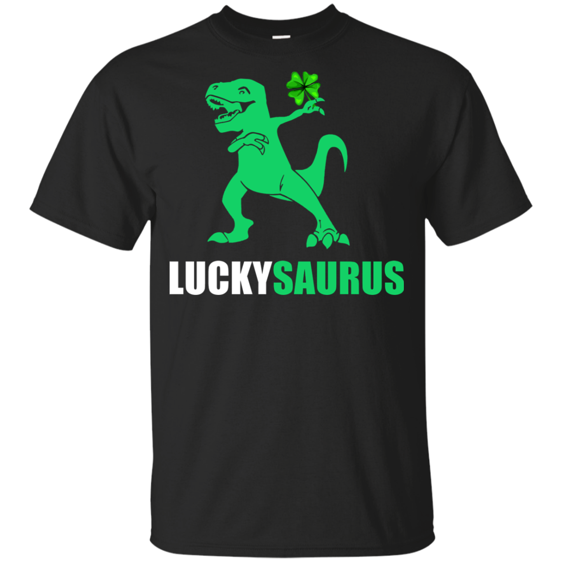 Irish Dinosaur Leprechaun St Patricks Day Luckysaurus Youth-Youth Shirt-Youth T-Shirt-Black