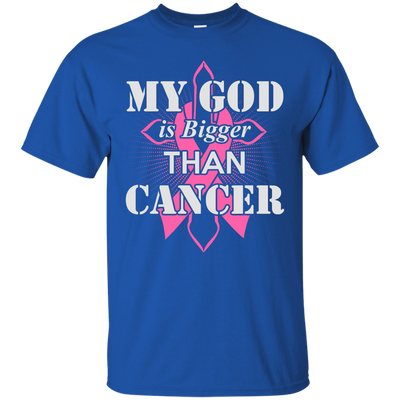 My God Is Bigger Than Cancer Pink Awareness Ribbon-T-Shirt & Hoodie-Classic T-Shirt-Royal