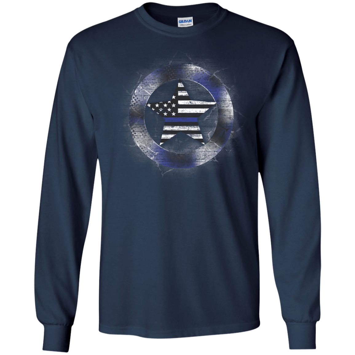 Thin Blue Line Support-T-Shirt & Hoodie-Long Sleeve T-Shirt-Navy