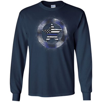Thin Blue Line Support-T-Shirt & Hoodie-Long Sleeve T-Shirt-Navy