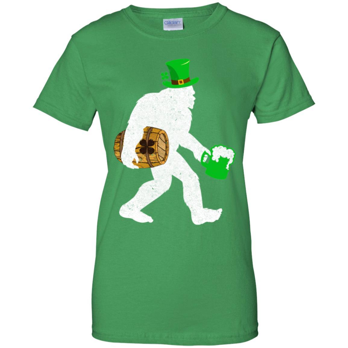 Shamrock Irish Drunk Bigfoot St Patrick's Day-T-Shirt & Hoodie-Women's T-Shirt-Irish Green