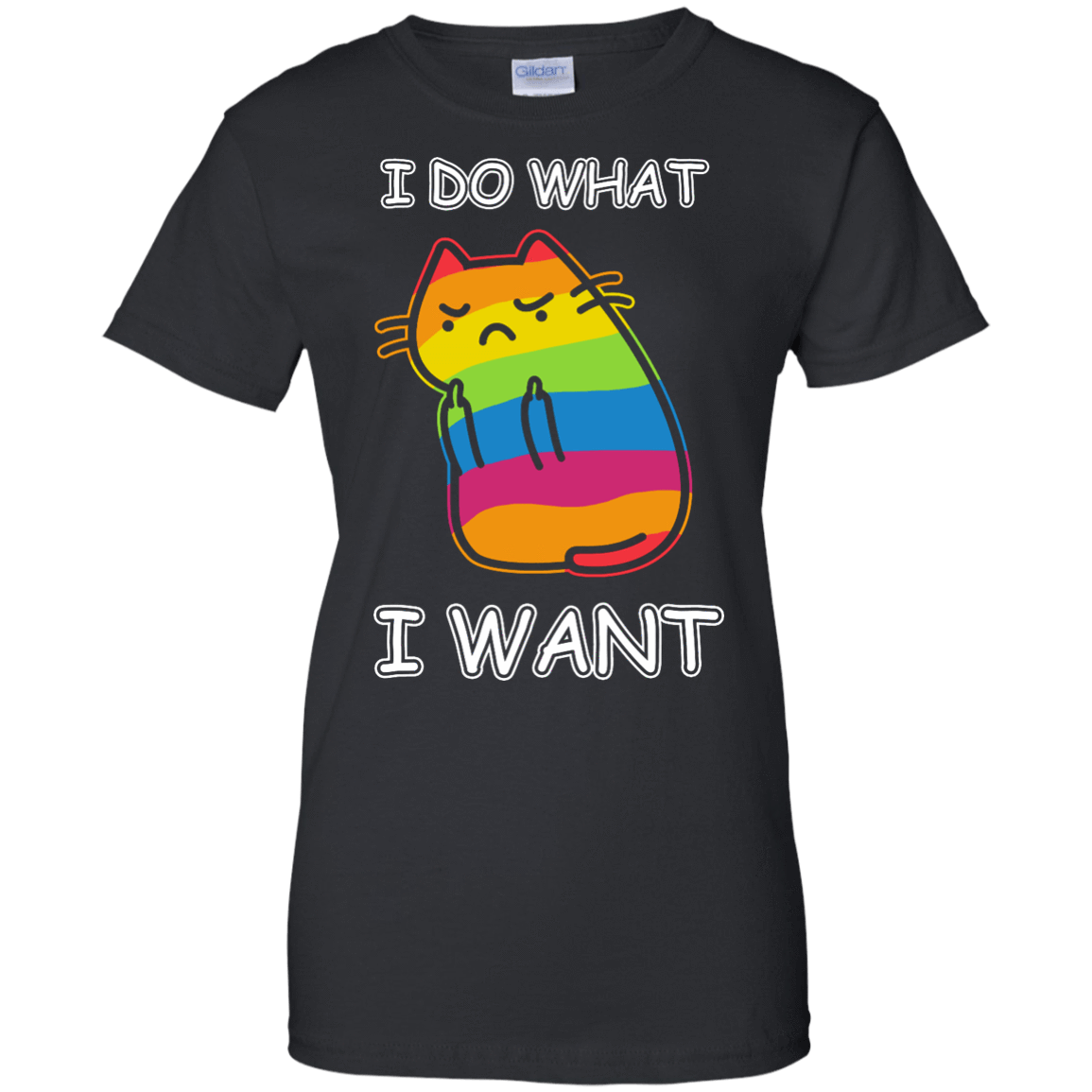 Rainbow Cat I Do What I Want-T-Shirt & Hoodie-Women's T-Shirt-Black