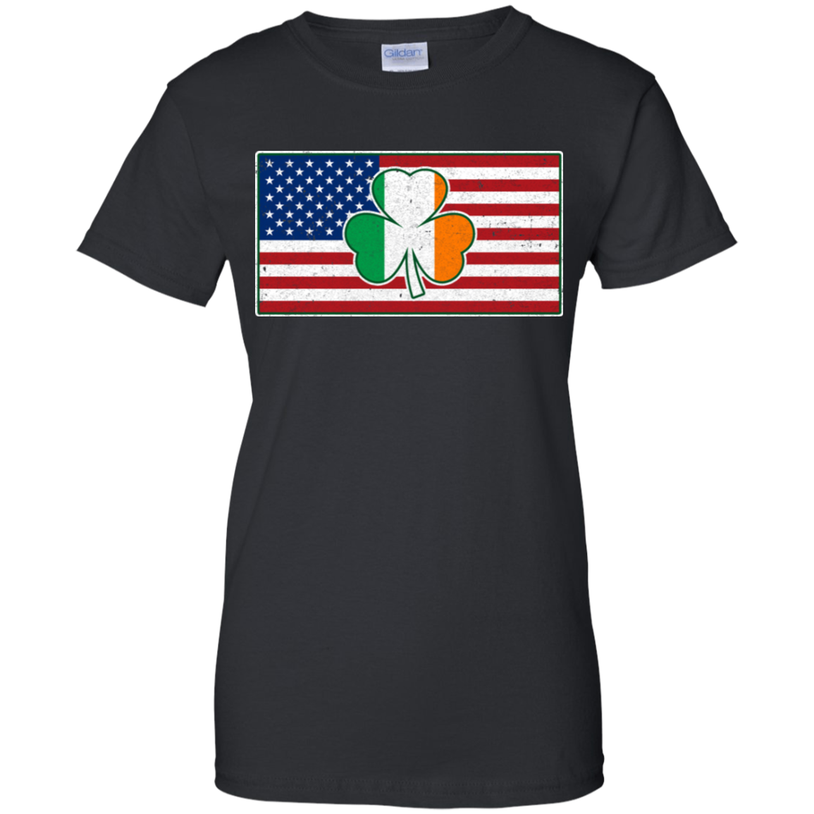 Shamrock Irish Ireland American USA Flag Gift-T-Shirt & Hoodie-Women's T-Shirt-Black