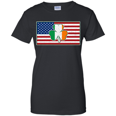 Shamrock Irish Ireland American USA Flag Gift-T-Shirt & Hoodie-Women's T-Shirt-Black