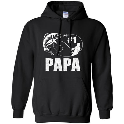 #1 Papa Fishing Fisherman Best Fathers Day Gift-T-Shirt & Hoodie-Pullover Hoodie-Black