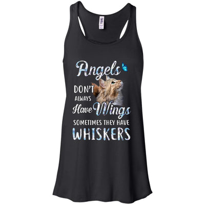 Angels Don't Always Have Wings Sometimes They Have Whiskers-T-Shirt & Tank Top-Women's Flowy Racerback Tank-Black