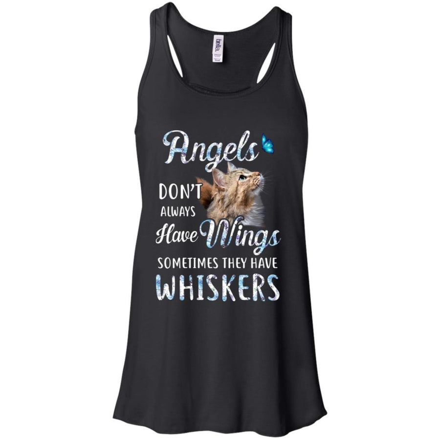 Angels Don't Always Have Wings Sometimes They Have Whiskers-T-Shirt & Tank Top-Women's Flowy Racerback Tank-Black