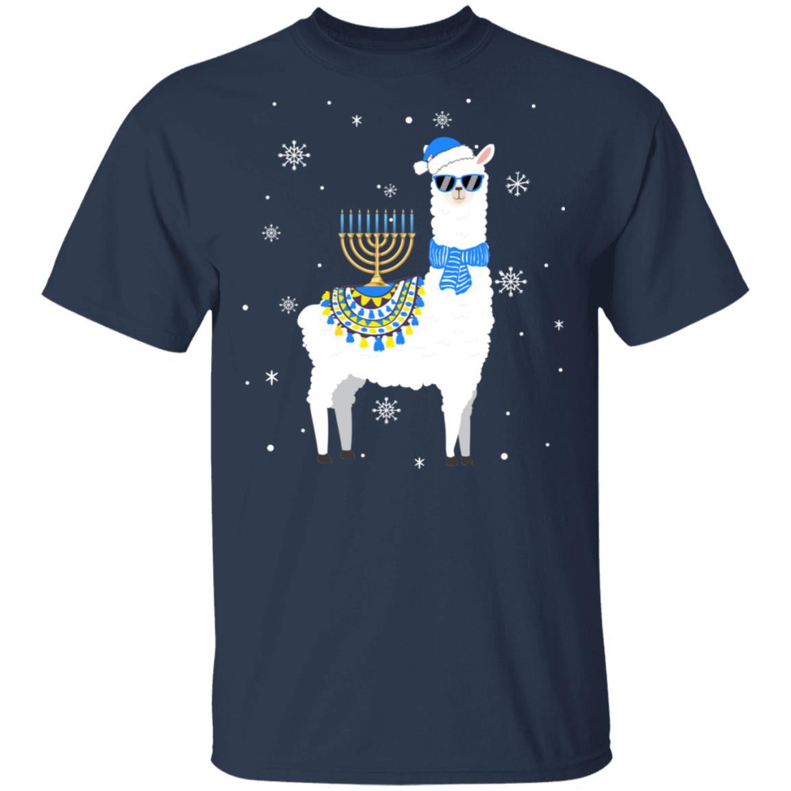 Menorah Hanukkah Llama Cute Alpaca Chanukah Gift-T-Shirt & Sweatshirt-Classic T-Shirt-Navy