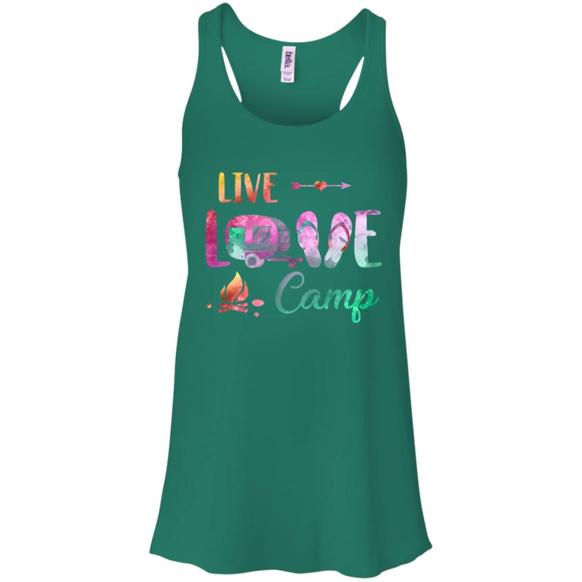 Live Love Camp Car Flip Flops Camping Gifts-T-Shirt & Tank Top-Women's Flowy Racerback Tank-Kelly Green