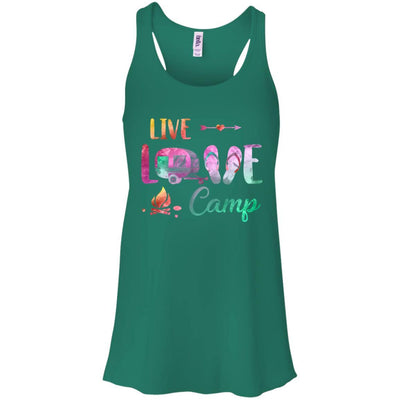 Live Love Camp Car Flip Flops Camping Gifts-T-Shirt & Tank Top-Women's Flowy Racerback Tank-Kelly Green