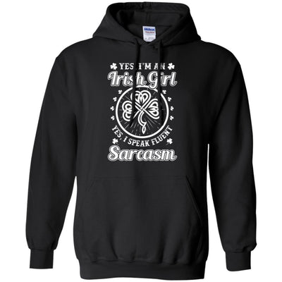 Funny I'm An Irish Girl St Patrick's Day-T-Shirt & Hoodie-Pullover Hoodie-Black