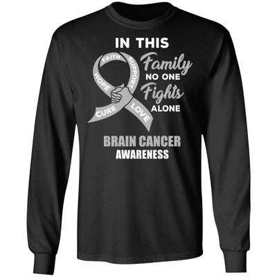 In This School No One Fights Brain Cancer Awareness Alone-T-Shirt & Hoodie-Long Sleeve T-Shirt-Black