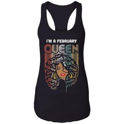 February Birthday For Women Gifts I'm A February Queen Girl-T-Shirt & Tank Top-Women's Ideal Racerback Tank-Black