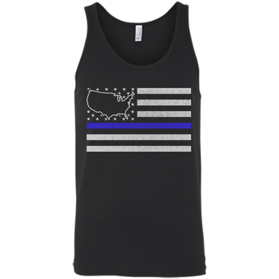 United States Thin Blue Line Police State-T-Shirt & Hoodie-Unisex Tank-Black