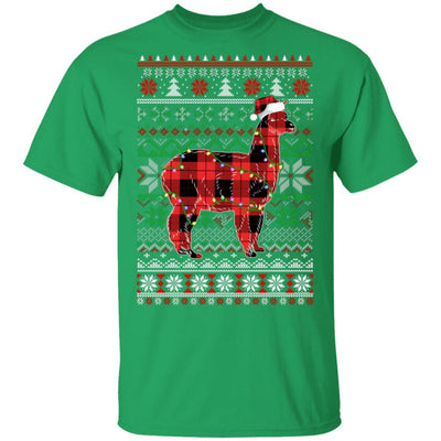 Red Plaid Buffalo Llama Pajamas Family Christmas Sweater-T-Shirt & Sweatshirt-Classic T-Shirt-Irish Green