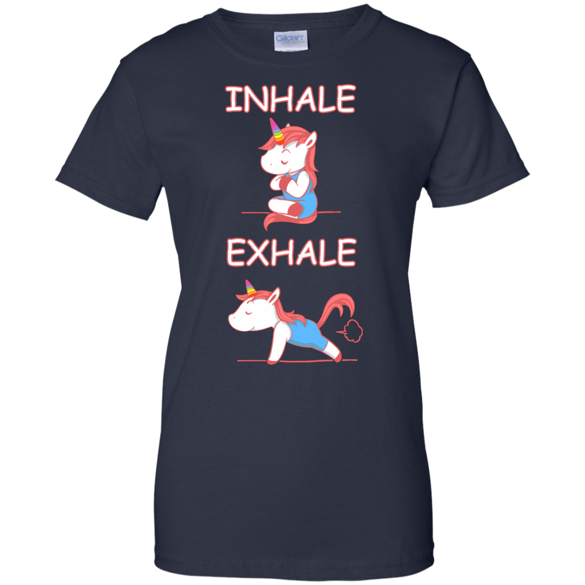 Yoga Unicorn Inhale Exhale-T-Shirt & Hoodie-Women's T-Shirt-Navy