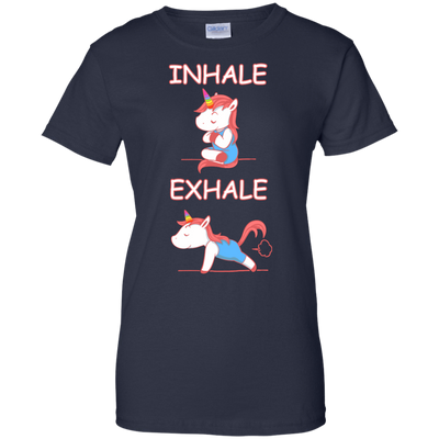 Yoga Unicorn Inhale Exhale-T-Shirt & Hoodie-Women's T-Shirt-Navy