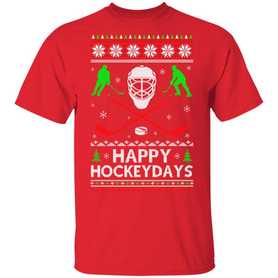 Happy Hockeydays Hockey Ugly Christmas Sweater Xmas Gift-T-Shirt & Sweatshirt-Classic T-Shirt-Red