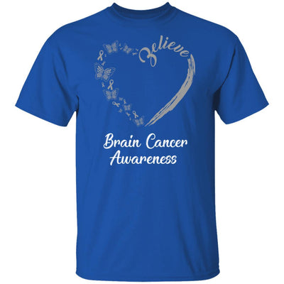 Butterfly Believe Brain Cancer Awareness Ribbon Gifts-T-Shirt & Hoodie-Classic T-Shirt-Royal