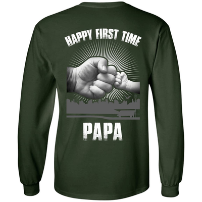 HAPPY FIRST TIME PAPA-T-Shirt & Hoodie-Long Sleeve T-Shirt-Forest Green
