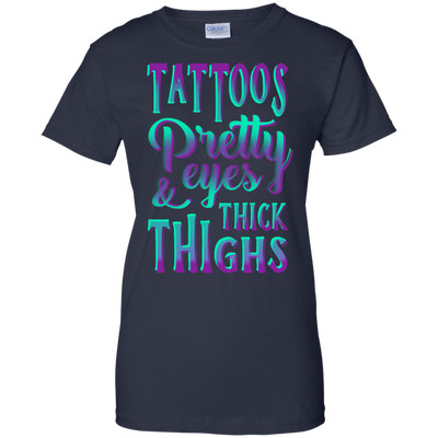 Tattoos Pretty Eyes And Thick Thighs-T-Shirt & Hoodie-Women's T-Shirt-Navy