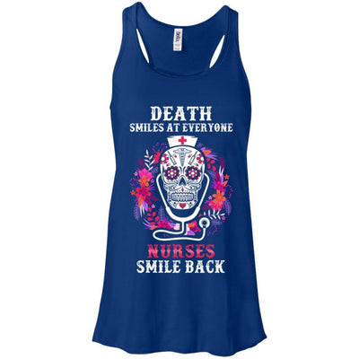 Death Smiles At Everyone Nurses Smile Back-T-Shirt & Tank Top-Women's Flowy Racerback Tank-True Royal