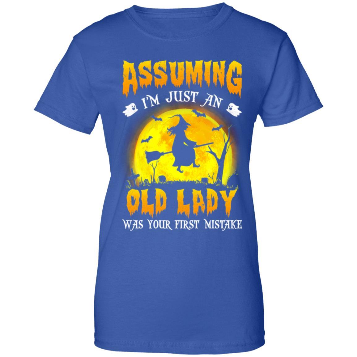 Assuming Im Just An Old Lady Funny Witch Halloween-T-Shirt & Hoodie-Women's T-Shirt-Royal