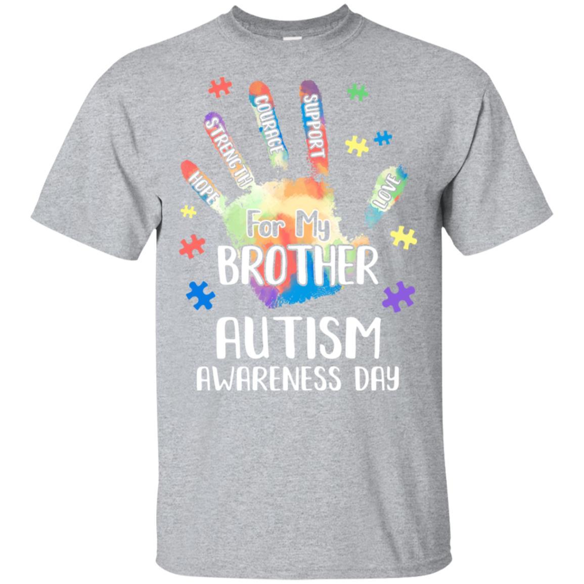 Support Autism Awareness For My Brother Puzzle Gift-T-Shirt & Hoodie-Classic T-Shirt-Sport Grey