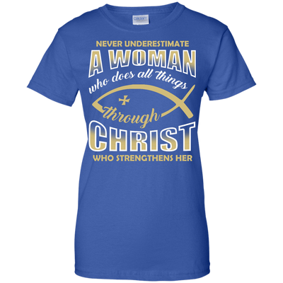 Who Does All Things Through Christ Who Strengthens Her-T-Shirt & Hoodie-Women's T-Shirt-Royal