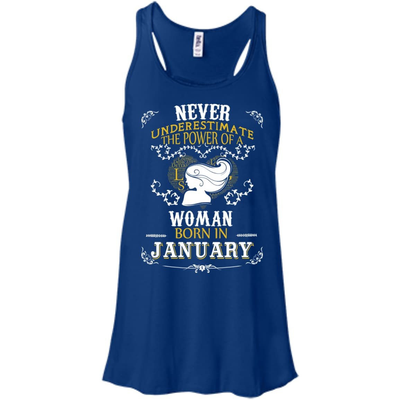 A Woman Born In JANUARY-T-Shirt & Hoodie-Women's Flowy Racerback Tank-True Royal