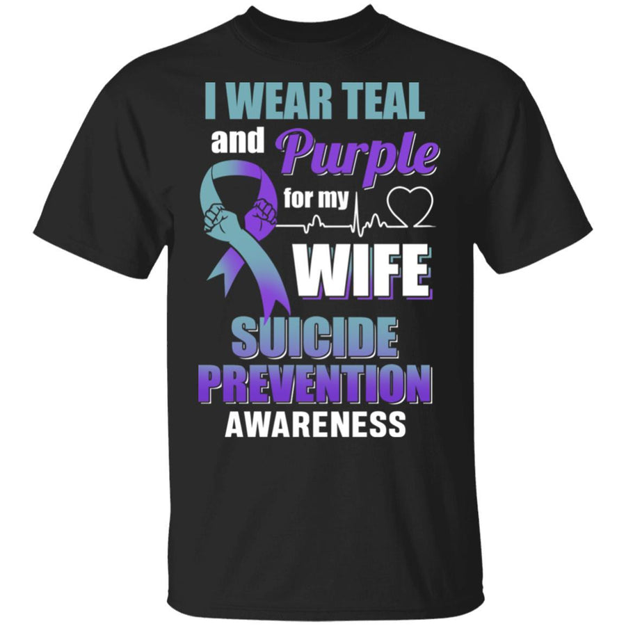 I Wear Teal And Purple For My Wife Suicide Prevention-T-Shirt & Hoodie-Classic T-Shirt-Black