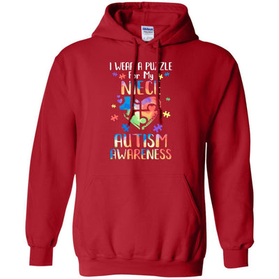 I Wear A Puzzle For My Niece Autism Awareness-T-Shirt & Hoodie-Pullover Hoodie-Red