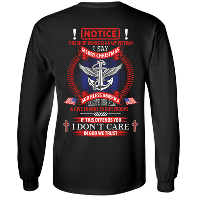 Notice This Shirt Owner Is A Navy Veteran-T-Shirt & Hoodie-Long Sleeve T-Shirt-Black