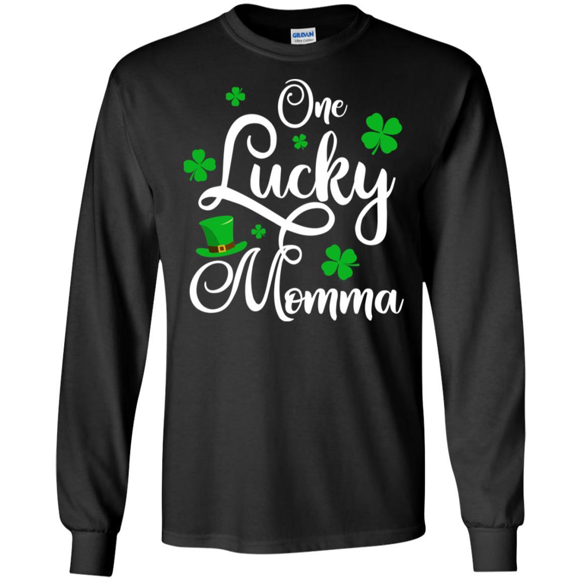 One Lucky Momma St Patricks Day For Mom-T-Shirt & Hoodie-Long Sleeve T-Shirt-Black